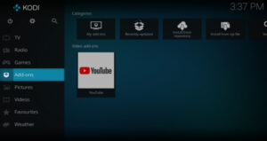 Kodi home screen