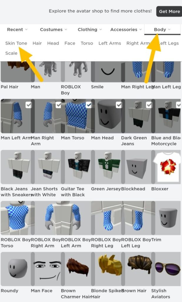 Choose Skin Tone Colors for your Roblox Character